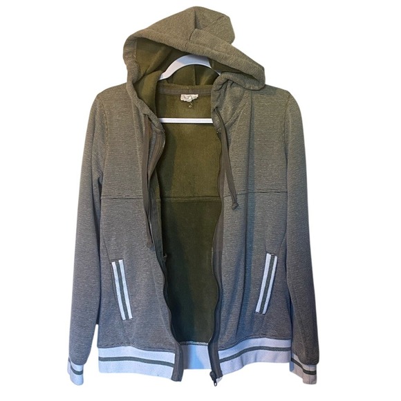 Hem & Thread Hunter Green/White Zip Up Jacket w/ Hoodie - Picture 4 of 9